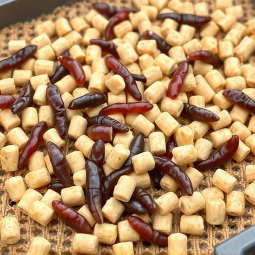 Mealworm-filled suet pellets on tray