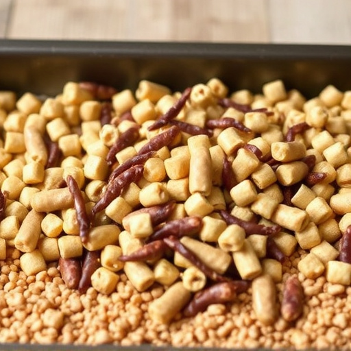 Mealworm-filled suet pellets on tray
