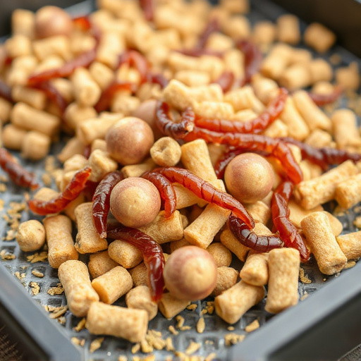 Mealworm-filled suet pellets on tray