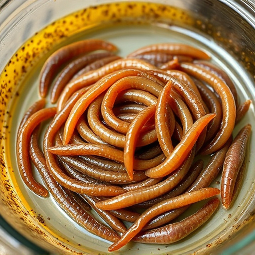 Mealworms offered in shallow dish
