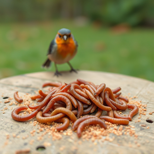 Mealworms scattered on bird table