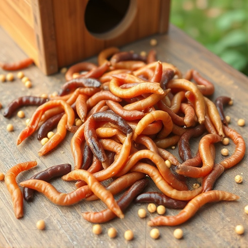 Mealworms scattered on bird table