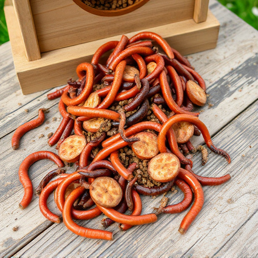 Mealworms scattered on bird table