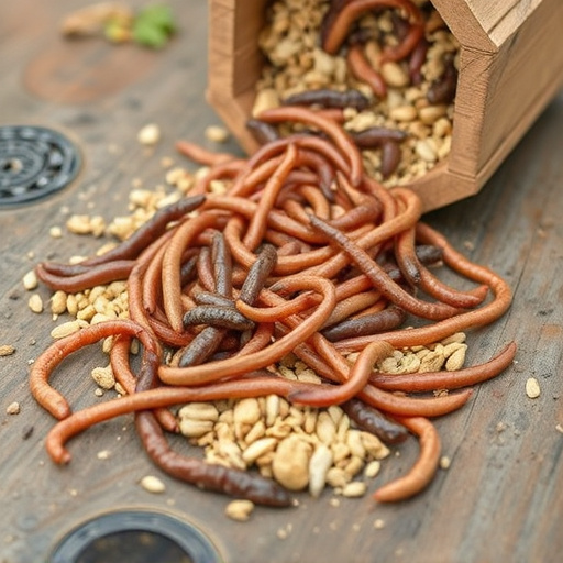 Mealworms scattered on bird table