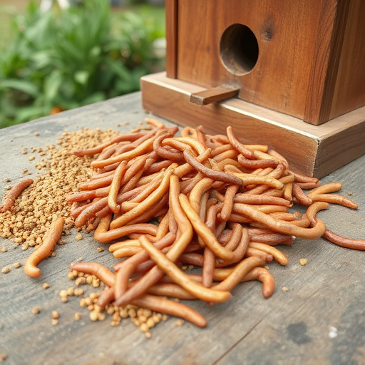 Mealworms scattered on bird table