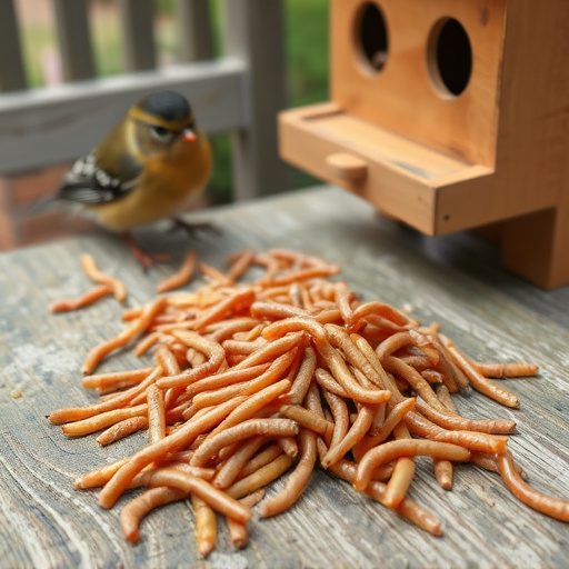 Mealworms scattered on bird table