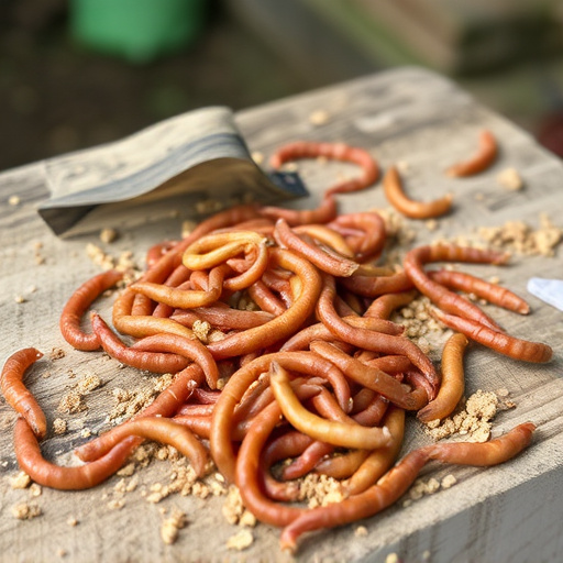 Mealworms scattered on bird table
