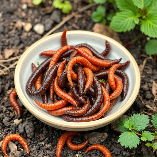 Mealworms served in shallow garden dish
