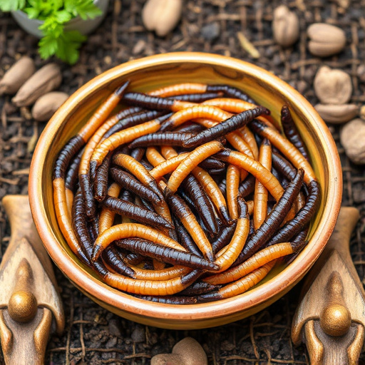Mealworms served in shallow garden dish
