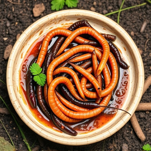 Mealworms served in shallow garden dish