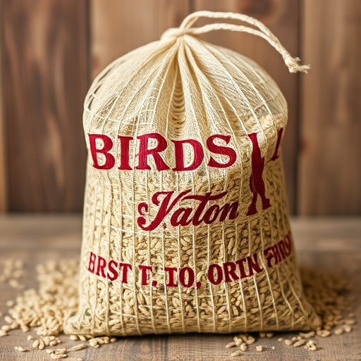 Mesh bag filled with birdseed mix