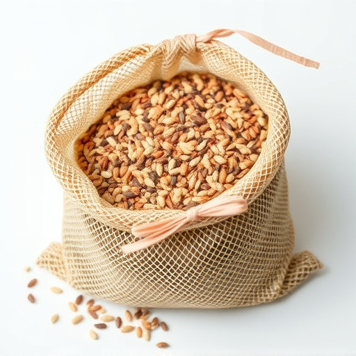 Mesh bag filled with birdseed mix