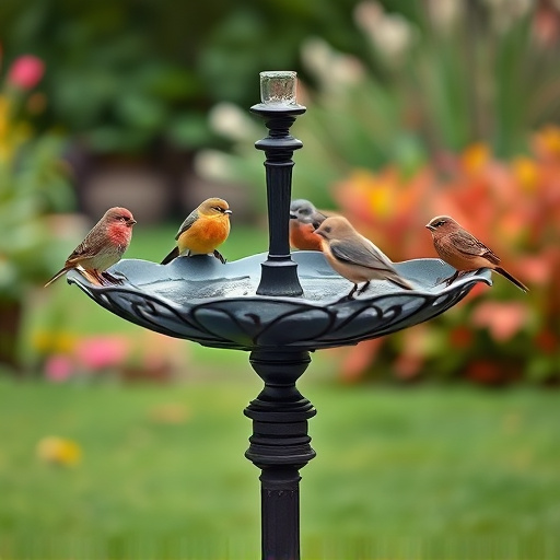 Metal bird bath with multiple birds
