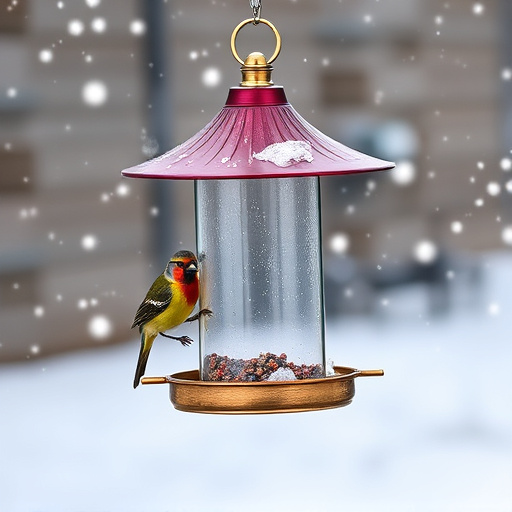 Metal bird feeder resisting harsh weather
