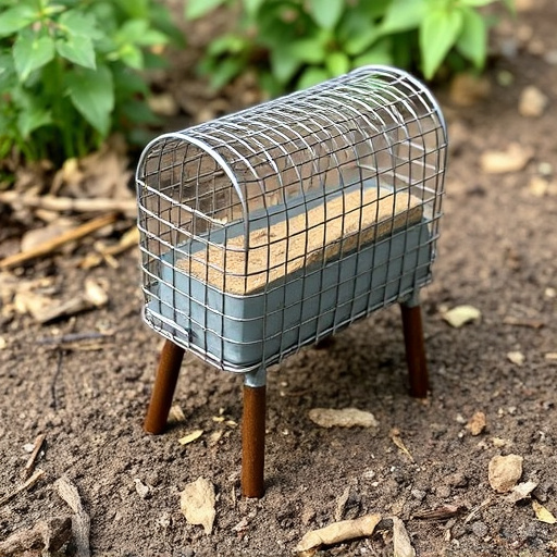 Metal ground feeder with protective mesh
