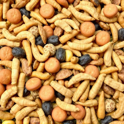 Mixed bird feed with added mealworms