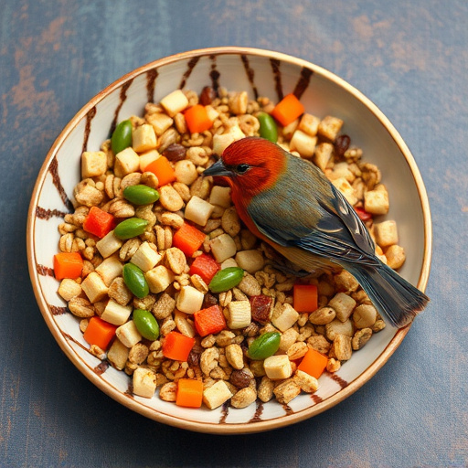 Mixed bird food in shallow dish