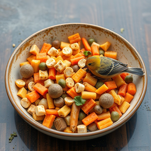Mixed bird food in shallow dish