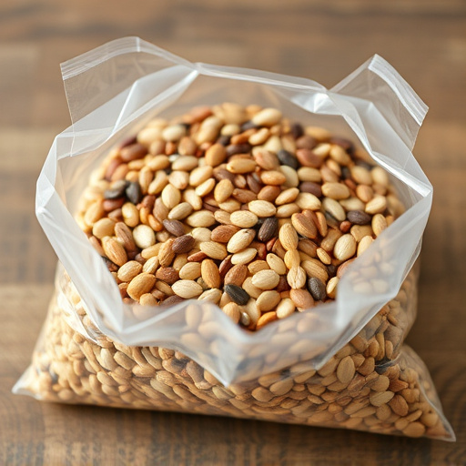 Mixed seed blend in clear plastic bag