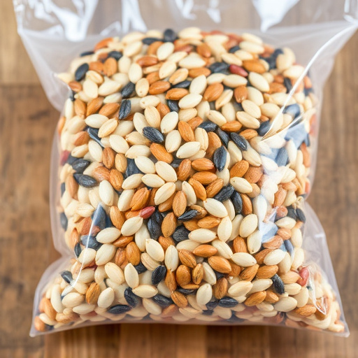 Mixed seed blend in clear plastic bag