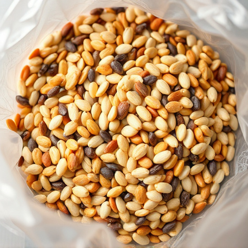 Mixed seed blend in clear plastic bag