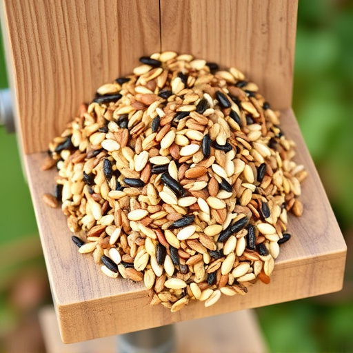 Mixed seed blend on wooden bird table