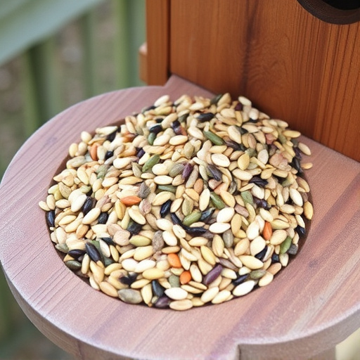 Mixed seed blend on wooden bird table