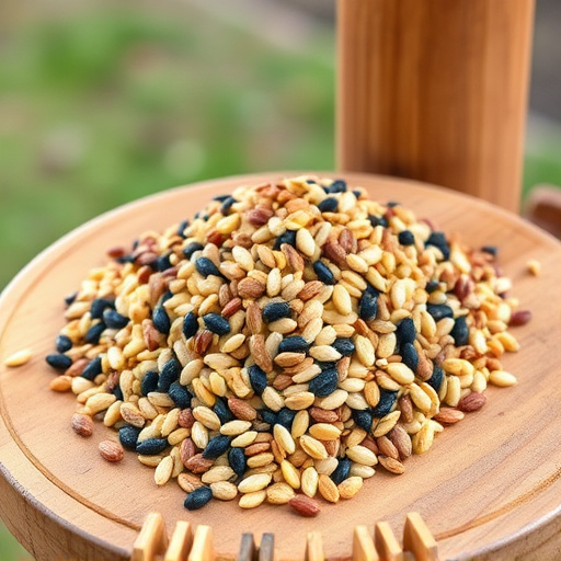 Mixed seed blend on wooden bird table