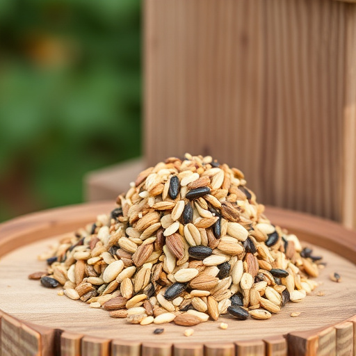 Mixed seed blend on wooden bird table