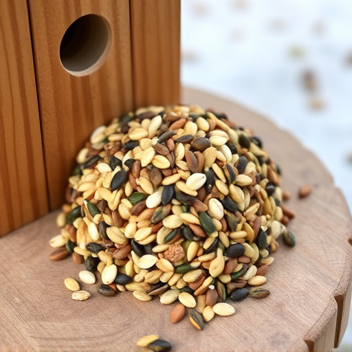Mixed seed blend on wooden bird table