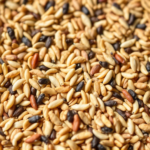 Mixed seed scattered on feeding tray