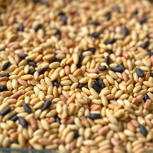 Mixed seed scattered on feeding tray