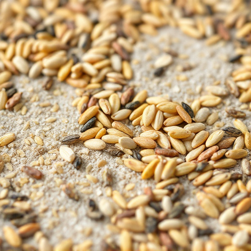 Mixed seed scattered on feeding tray