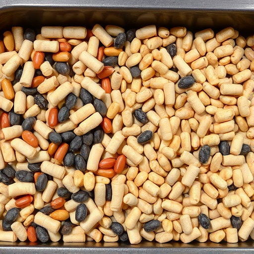 Mixed seeds and suet pellets in tray