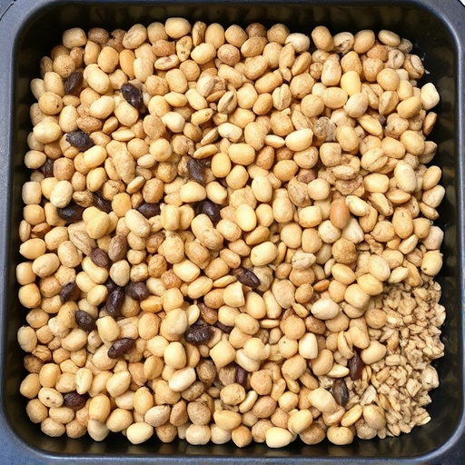 Mixed seeds and suet pellets in tray