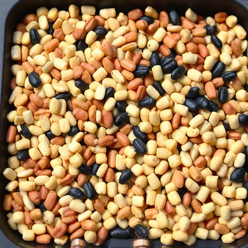 Mixed seeds and suet pellets in tray