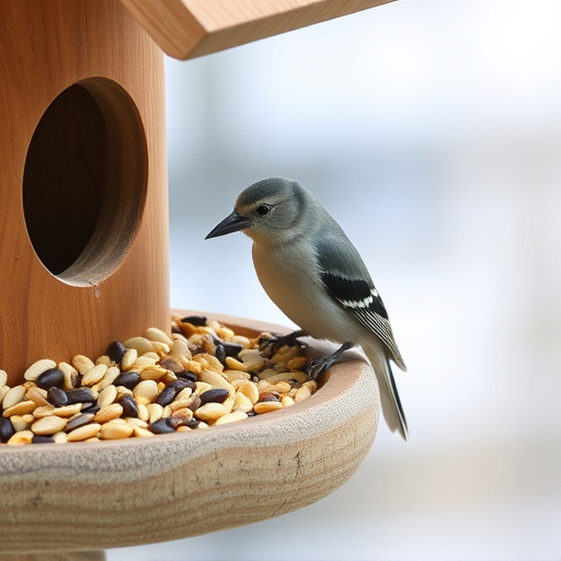 Mixed seeds on a wooden bird table