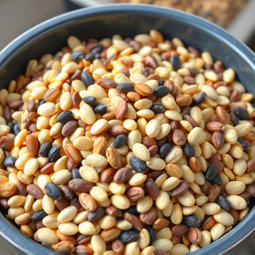 Mixed seeds without husks in feeder