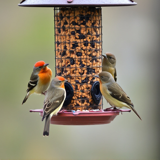 Multiple birds perched on suet feeder