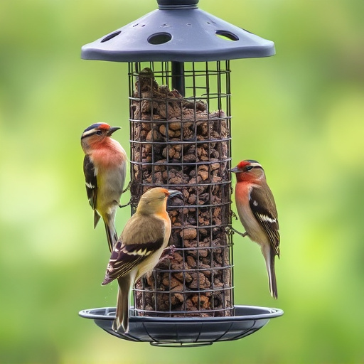Multiple birds perched on suet feeder
