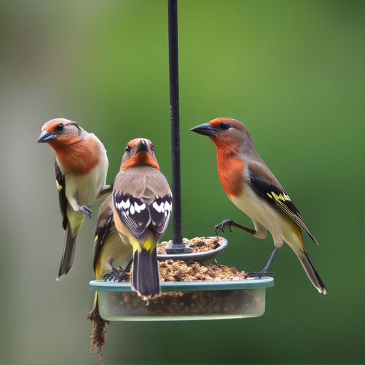 Multiple birds perched on suet feeder
