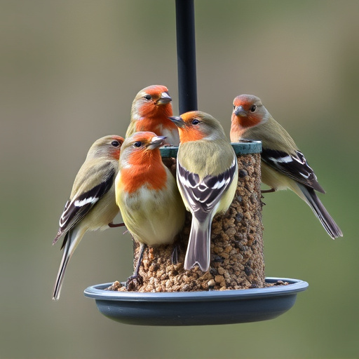 Multiple birds perched on suet feeder