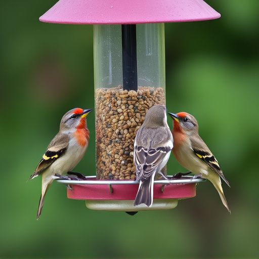 Multiple birds perched on suet feeder