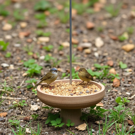 Natural ground feeding station for birds