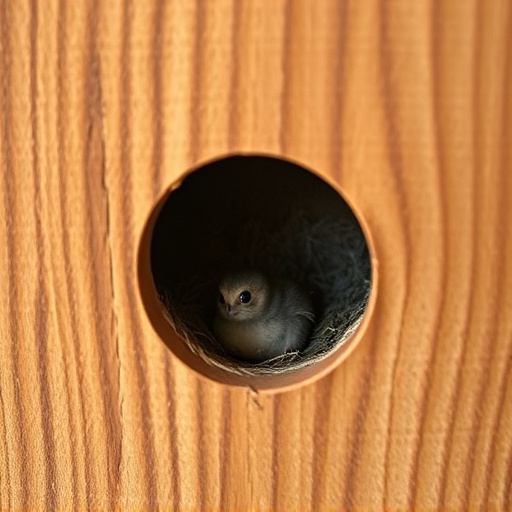 Nest box with entrance hole close-up