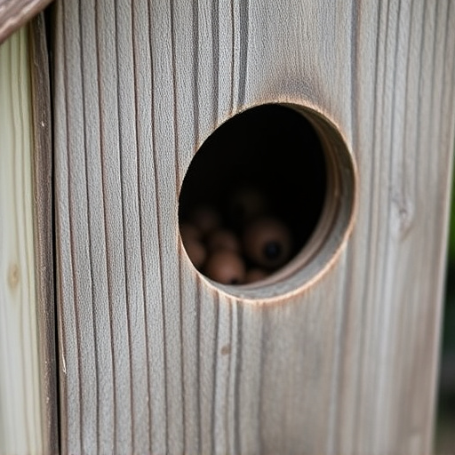 Nest box with entrance hole close-up