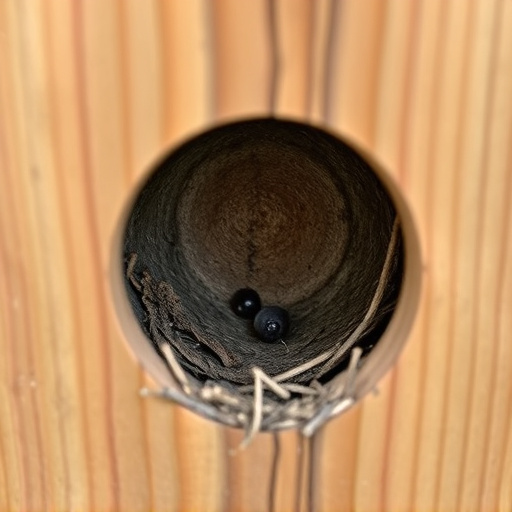 Nest box with entrance hole close-up