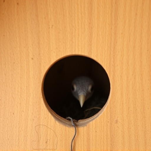 Nest box with entrance hole close-up