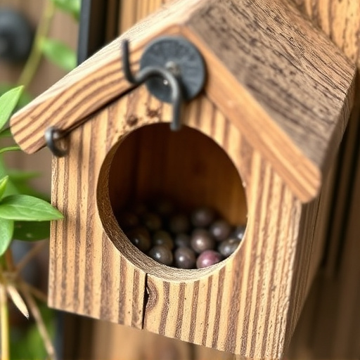 Nest box with entrance hole close-up