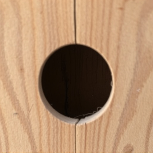 Nest box with entrance hole close-up